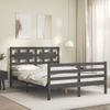 Cama Matrimonial | Cama Para Adultos | Estructura De Cama Con Cabecero Madera Maciza Gris 140x190 Cm Cfw945751