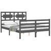 Cama Matrimonial | Cama Para Adultos | Estructura De Cama Con Cabecero Madera Maciza Gris 140x190 Cm Cfw945751