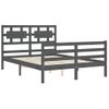 Cama Matrimonial | Cama Para Adultos | Estructura De Cama Con Cabecero Madera Maciza Gris 140x190 Cm Cfw945751