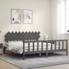 Cama Matrimonial | Cama Para Adultos | Estructura De Cama Con Cabecero Madera Maciza Gris 200x200 Cm Cfw976343