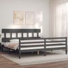 Cama Matrimonial | Cama Para Adultos | Estructura De Cama Con Cabecero Madera Maciza Gris 200x200 Cm Cfw501807