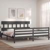 Cama Matrimonial | Cama Para Adultos | Estructura De Cama Con Cabecero Madera Maciza Gris 200x200 Cm Cfw501807