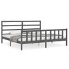 Cama Matrimonial | Cama Para Adultos | Estructura De Cama Con Cabecero Madera Maciza Gris 200x200 Cm Cfw957745