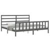 Cama Matrimonial | Cama Para Adultos | Estructura De Cama Con Cabecero Madera Maciza Gris 200x200 Cm Cfw957745