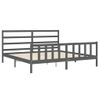 Cama Matrimonial | Cama Para Adultos | Estructura De Cama Con Cabecero Madera Maciza Gris 200x200 Cm Cfw957745