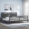 Cama Matrimonial | Cama Para Adultos | Estructura De Cama Con Cabecero Madera Maciza Gris 200x200 Cm Cfw457903