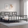 Cama Matrimonial | Cama Para Adultos | Estructura De Cama Con Cabecero Madera Maciza Gris 200x200 Cm Cfw264831