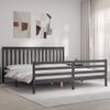 Cama Matrimonial | Cama Para Adultos | Estructura De Cama Con Cabecero Madera Maciza Gris 200x200 Cm Cfw537967