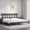 Cama Matrimonial | Cama Para Adultos | Estructura De Cama Con Cabecero Madera Maciza Gris 200x200 Cm Cfw354452