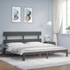 Cama Matrimonial | Cama Para Adultos | Estructura De Cama Con Cabecero Madera Maciza Gris 200x200cm Cfw852989