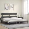 Cama Matrimonial | Cama Para Adultos | Estructura De Cama Con Cabecero Madera Maciza Gris 200x200cm Cfw852989