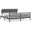 Cama Matrimonial | Cama Para Adultos | Estructura De Cama Con Cabecero Madera Maciza Gris 200x200cm Cfw367815