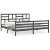 Cama Matrimonial | Cama Para Adultos | Estructura De Cama Con Cabecero Madera Maciza Gris 200x200cm Cfw499494