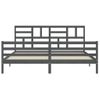 Cama Matrimonial | Cama Para Adultos | Estructura De Cama Con Cabecero Madera Maciza Gris 200x200cm Cfw499494