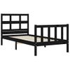 Cama Individual | Cama Para Adultos | Estructura De Cama Con Cabecero Madera Maciza Negro Cfw765252