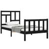 Cama Individual | Cama Para Adultos | Estructura De Cama Con Cabecero Madera Maciza Negro Cfw845233