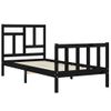 Cama Individual | Cama Para Adultos | Estructura De Cama Con Cabecero Madera Maciza Negro Cfw845233