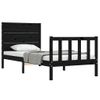 Cama Individual | Cama Para Adultos | Estructura De Cama Con Cabecero Madera Maciza Negro Cfw723529