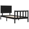 Cama Individual | Cama Para Adultos | Estructura De Cama Con Cabecero Madera Maciza Negro Cfw518669