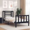 Cama Individual | Cama Para Adultos | Estructura De Cama Con Cabecero Madera Maciza Negro Cfw537967