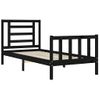 Cama Individual | Cama Para Adultos | Estructura De Cama Con Cabecero Madera Maciza Negro Cfw537967