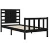 Cama Individual | Cama Para Adultos | Estructura De Cama Individual Con Cabecero Madera Maciza Negro Cfw881332