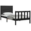 Cama Individual | Cama Para Adultos | Estructura De Cama Con Cabecero Madera Maciza Negro Cfw577325