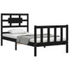 Cama Individual | Cama Para Adultos | Estructura De Cama Con Cabecero Madera Maciza Negro Cfw455489