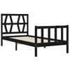 Cama Individual | Cama Para Adultos | Estructura De Cama Individual Con Cabecero Madera Maciza Negro Cfw618356