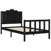 Cama Individual | Cama Para Adultos | Estructura De Cama Con Cabecero Madera Maciza Negro 100x200 Cm Cfw724780