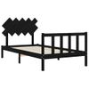 Cama Individual | Cama Para Adultos | Estructura De Cama Con Cabecero Madera Maciza Negro 100x200 Cm Cfw706789