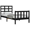 Cama Individual | Cama Para Adultos | Estructura De Cama Con Cabecero Madera Maciza Negro 100x200 Cm Cfw640445