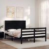 Cama Matrimonial | Cama Para Adultos | Estructura De Cama Con Cabecero Madera Maciza Negro 120x200 Cm Cfw858052