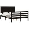 Cama Matrimonial | Cama Para Adultos | Estructura De Cama Con Cabecero Madera Maciza Negro 120x200 Cm Cfw858052