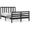 Cama Matrimonial | Cama Para Adultos | Estructura De Cama Con Cabecero Madera Maciza Negro 120x200 Cm Cfw532950