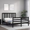 Cama Matrimonial | Cama Para Adultos | Estructura De Cama Con Cabecero Madera Maciza Negro 120x200 Cm Cfw532950