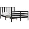 Cama Matrimonial | Cama Para Adultos | Estructura De Cama Con Cabecero Madera Maciza Negro 120x200 Cm Cfw532950