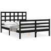 Cama Matrimonial | Cama Para Adultos | Estructura De Cama Con Cabecero Madera Maciza Negro 120x200 Cm Cfw627383