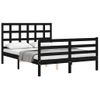 Cama Matrimonial | Cama Para Adultos | Estructura De Cama Con Cabecero Madera Maciza Negro 120x200 Cm Cfw627383