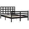 Cama Matrimonial | Cama Para Adultos | Estructura De Cama Con Cabecero Madera Maciza Negro 120x200 Cm Cfw627383