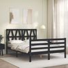 Cama Matrimonial | Cama Para Adultos | Estructura De Cama Con Cabecero Madera Maciza Negro 120x200 Cm Cfw346048