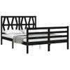 Cama Matrimonial | Cama Para Adultos | Estructura De Cama Con Cabecero Madera Maciza Negro 120x200 Cm Cfw346048