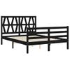 Cama Matrimonial | Cama Para Adultos | Estructura De Cama Con Cabecero Madera Maciza Negro 120x200 Cm Cfw346048