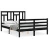 Cama Matrimonial | Cama Para Adultos | Estructura De Cama Con Cabecero Madera Maciza Negro 120x200 Cm Cfw742252