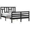 Cama Matrimonial | Cama Para Adultos | Estructura De Cama Con Cabecero Madera Maciza Negro 120x200 Cm Cfw742252