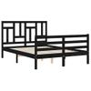 Cama Matrimonial | Cama Para Adultos | Estructura De Cama Con Cabecero Madera Maciza Negro 120x200 Cm Cfw742252