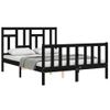 Cama Matrimonial | Cama Para Adultos | Estructura De Cama Con Cabecero Madera Maciza Negro 120x200 Cm Cfw800965