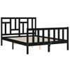 Cama Matrimonial | Cama Para Adultos | Estructura De Cama Con Cabecero Madera Maciza Negro 120x200 Cm Cfw800965