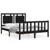 Cama Matrimonial | Cama Para Adultos | Estructura De Cama Con Cabecero Madera Maciza Negro 120x200 Cm Cfw704231