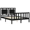 Cama Matrimonial | Cama Para Adultos | Estructura De Cama Con Cabecero Madera Maciza Negro 120x200 Cm Cfw704231